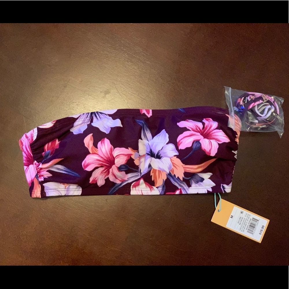 Kona Sol Bandeau Floral Bikini Top
